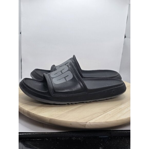 UGG Wilcox Slide Black Grey Block Logo Men's Slide Sandals  Size 9M - Picture 1 of 8